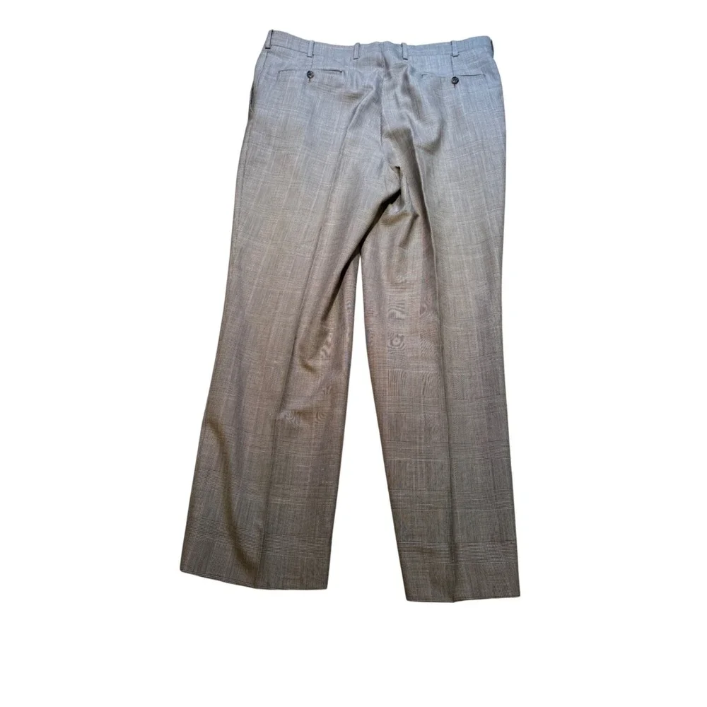 Hickey Freeman Barneys New York Wool‎ Silk Suit 2 Pc Gray Glen Plaid 44R Custom